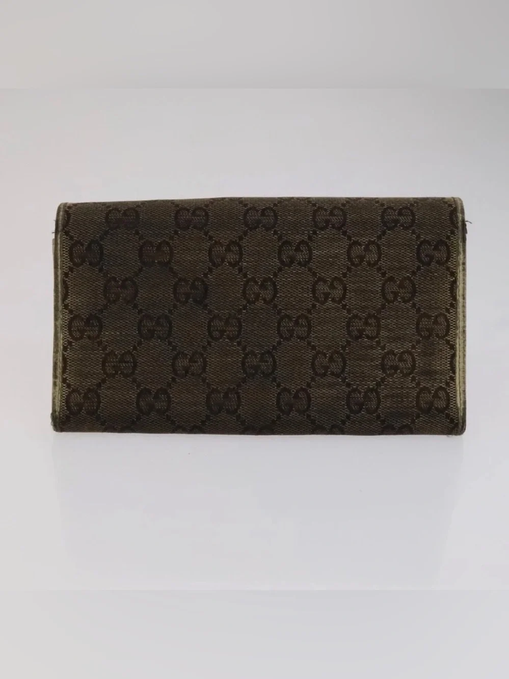 Gucci Brown GG Monogram Trifold Wallet with Gold Plaque - Picture 2 of 7